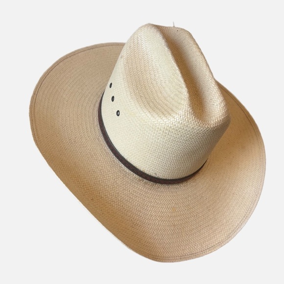 STETSON 4x Cowboy Natural Tan Cream Straw Hat Size 7 3/8 Western Rodeo - Picture 1 of 11